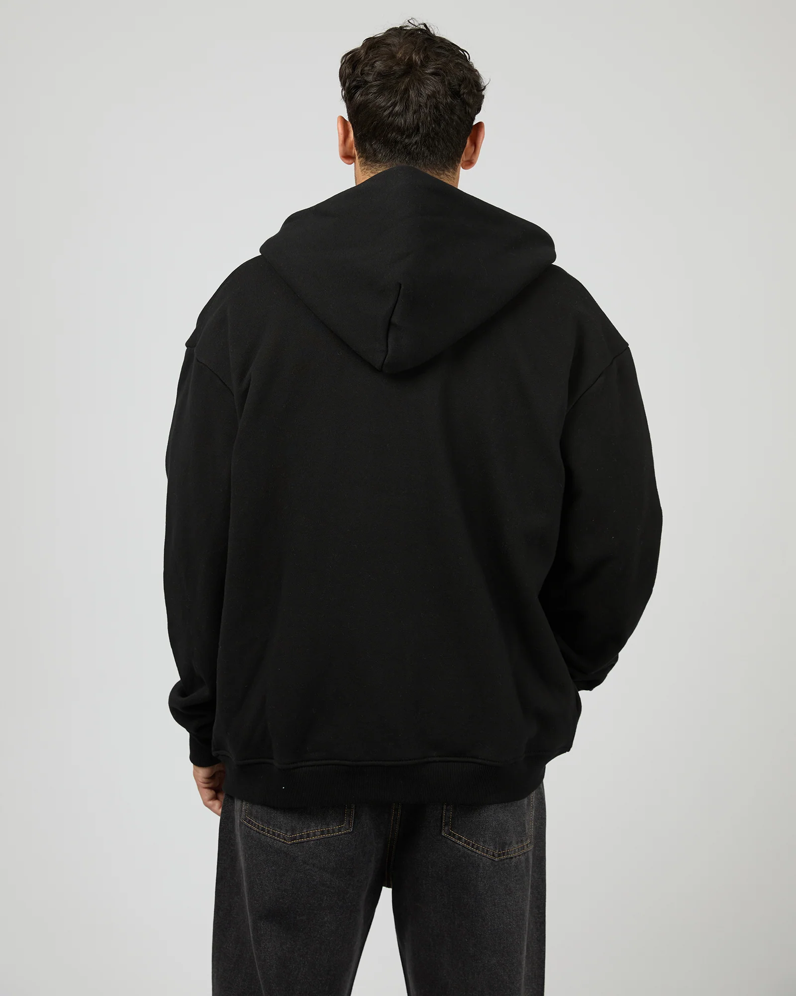 Box Zip Hoodie Black - Image 3