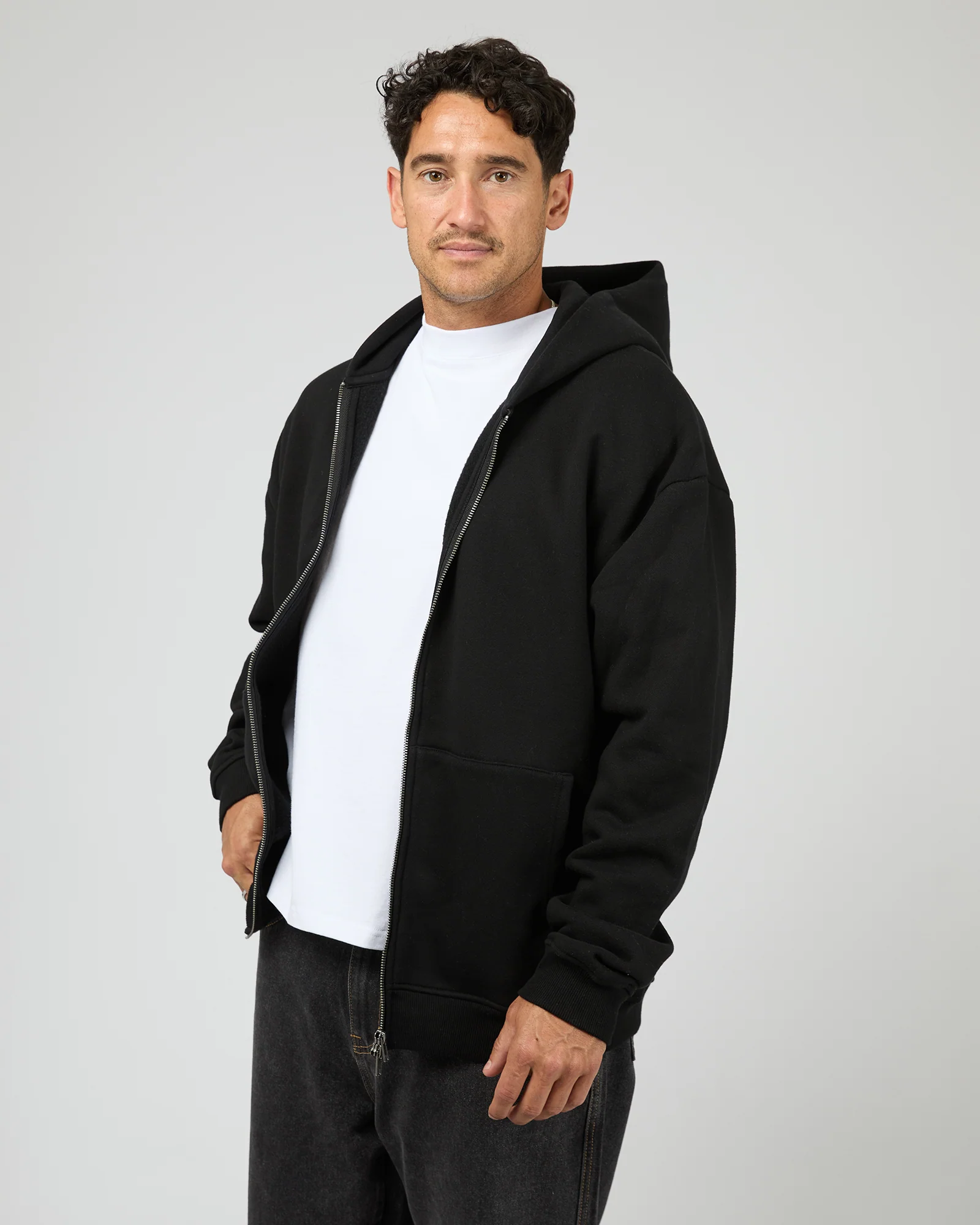 Box Zip Hoodie Black - Image 4