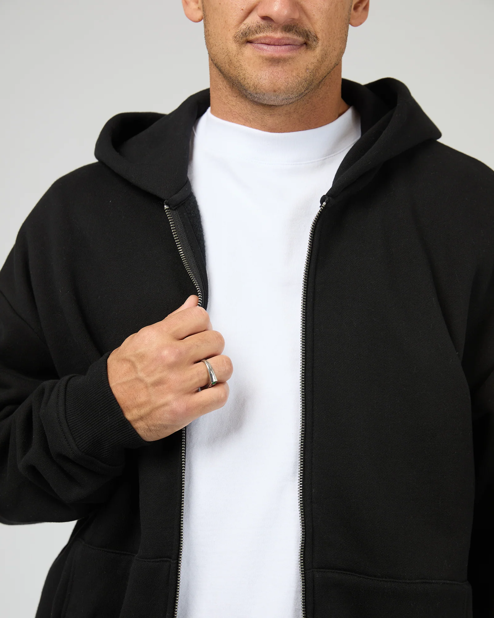 Box Zip Hoodie Black - Image 5