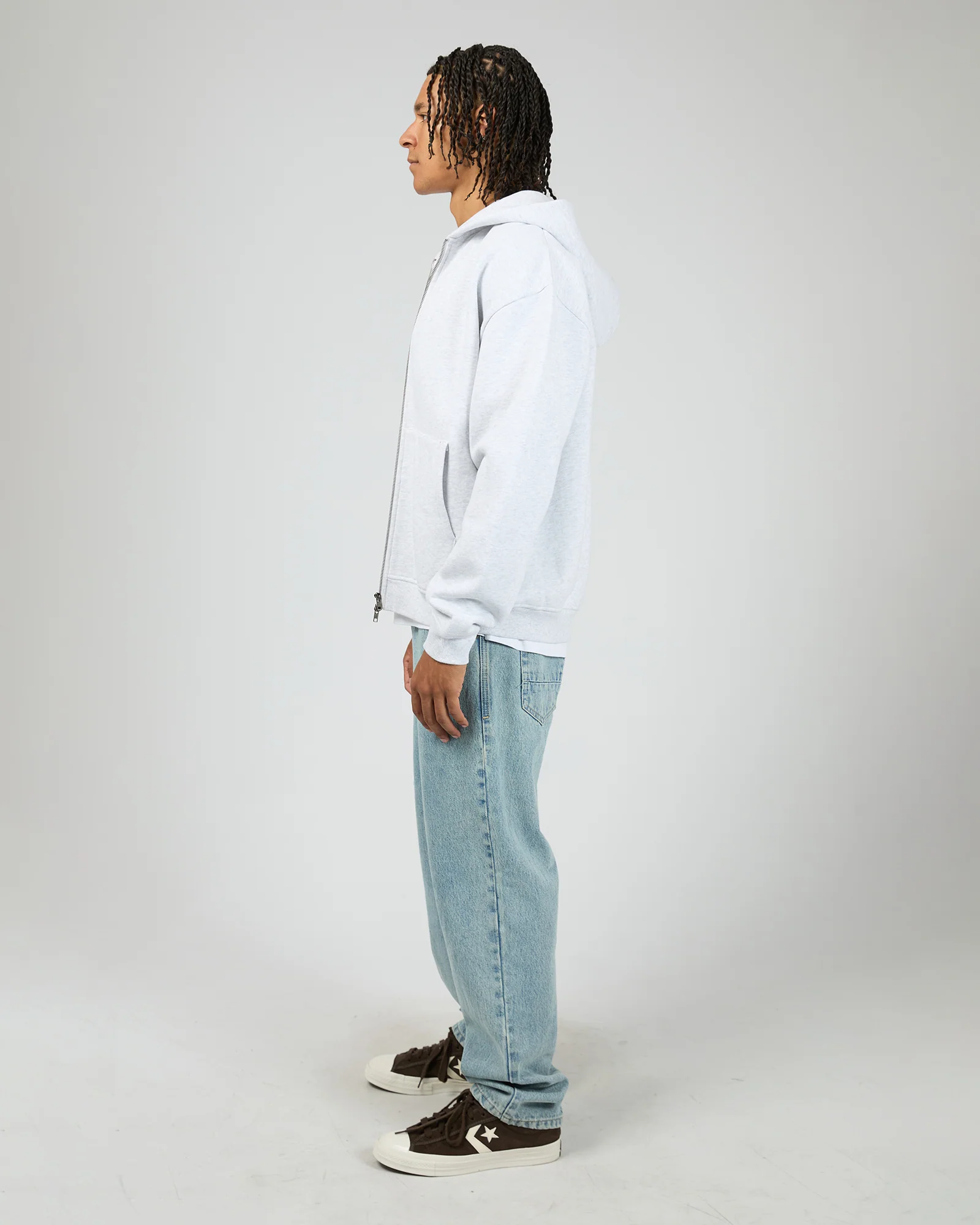 Box Zip Hoodie Grey Marle - Image 6