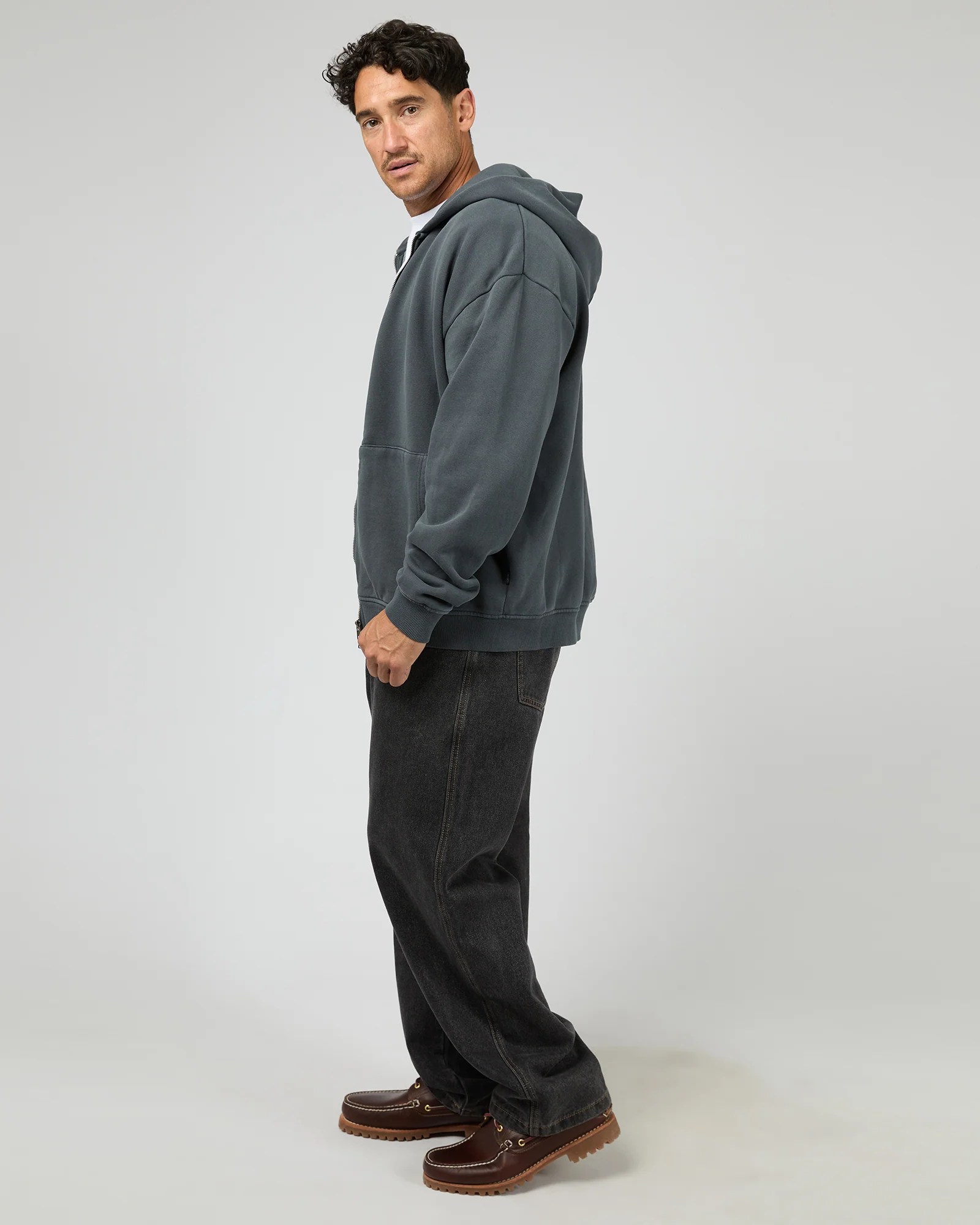 Box Zip Hoodie Navy - Image 6