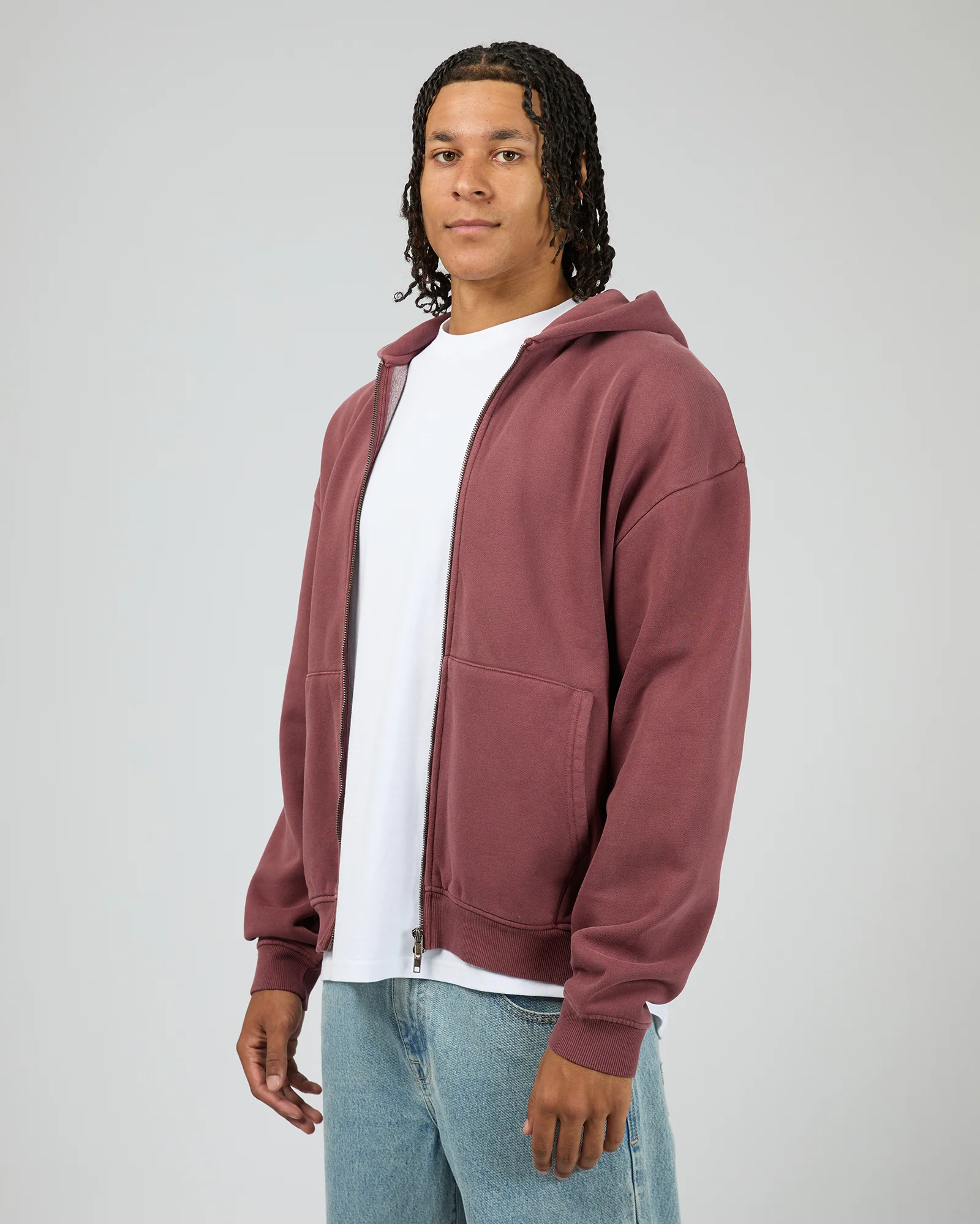 Box Zip Hoodie Plum - Image 4