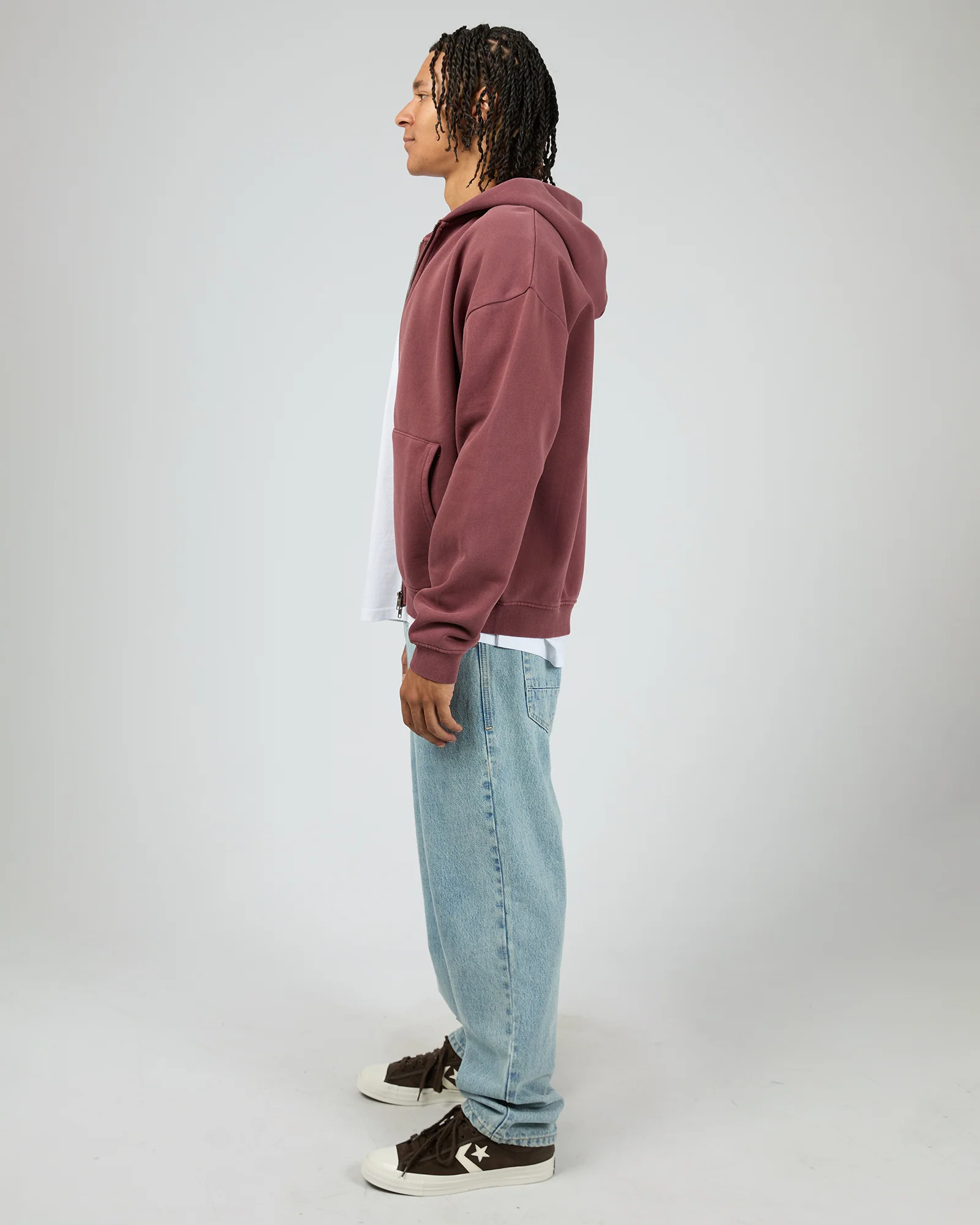 Box Zip Hoodie Plum - Image 6