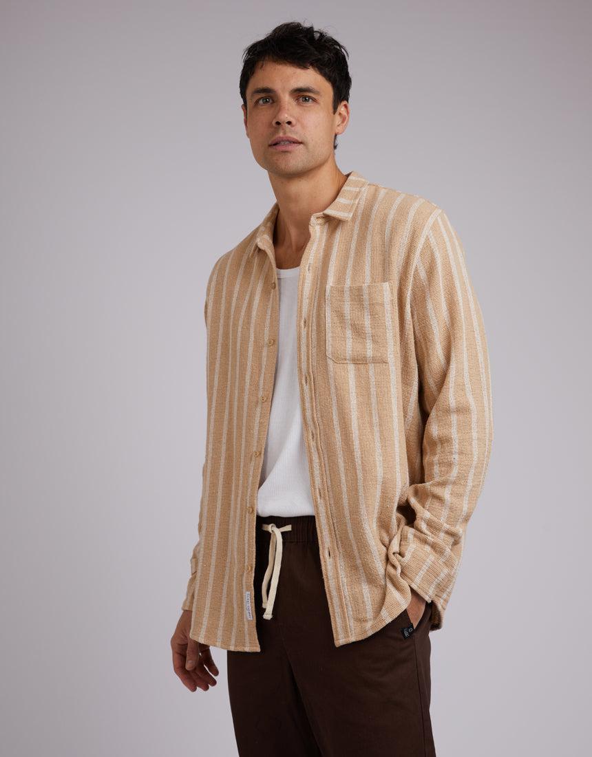 Coen Long Sleeve Shirt Tan Stripe - Image 4