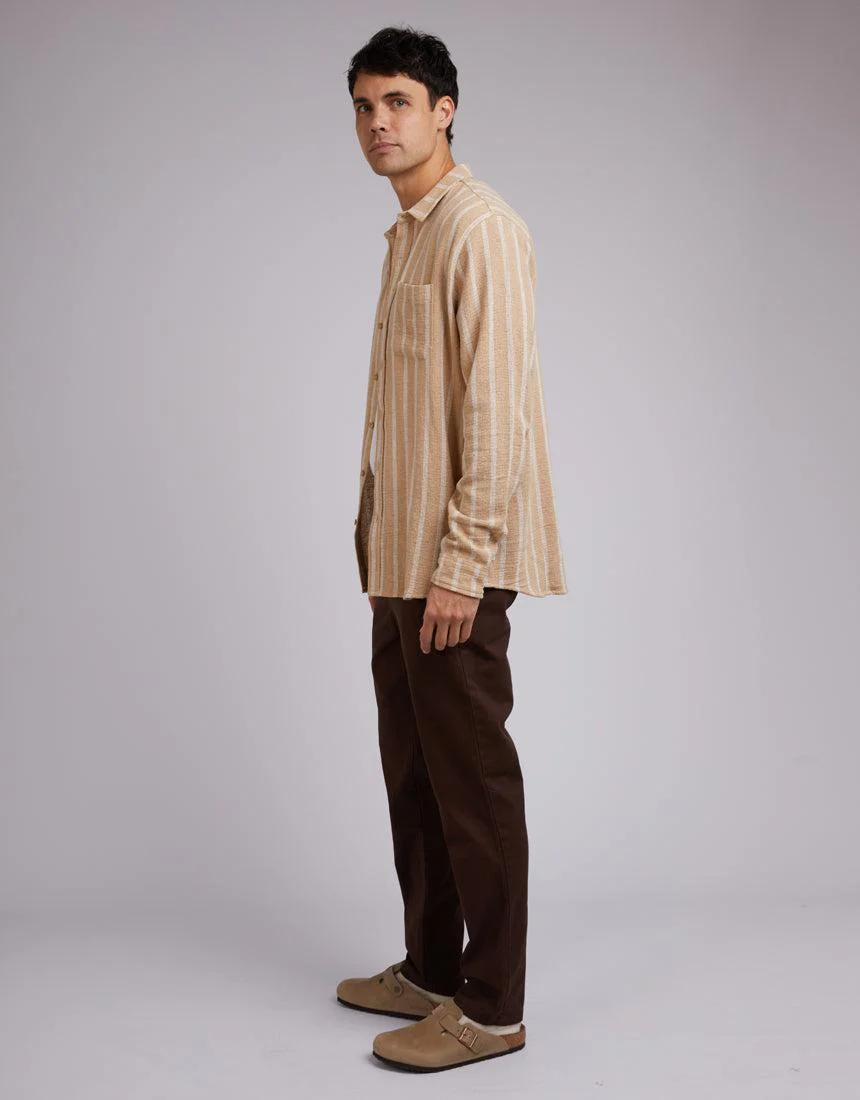 Coen Long Sleeve Shirt Tan Stripe - Image 6