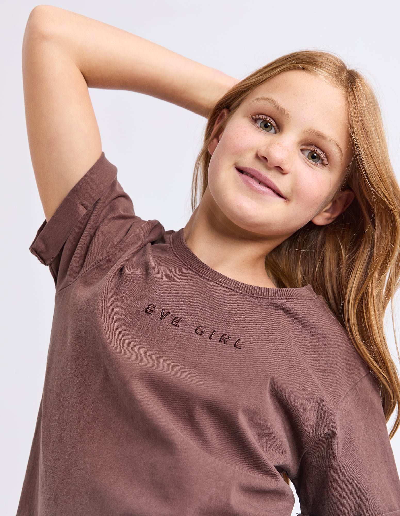 Teen Eve Girl Washed Tee Brown - Image 4