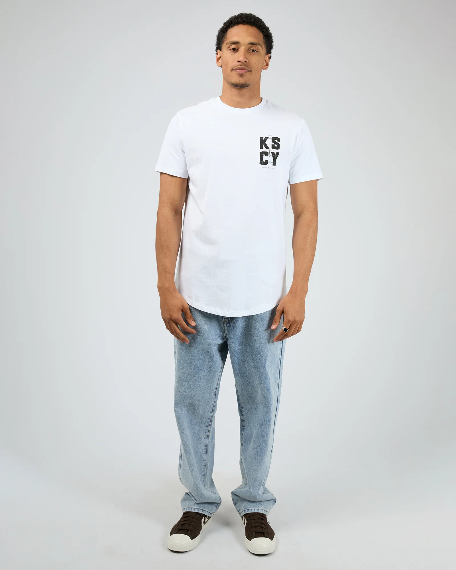 Fenced Dual Curved Tee White - Image 3