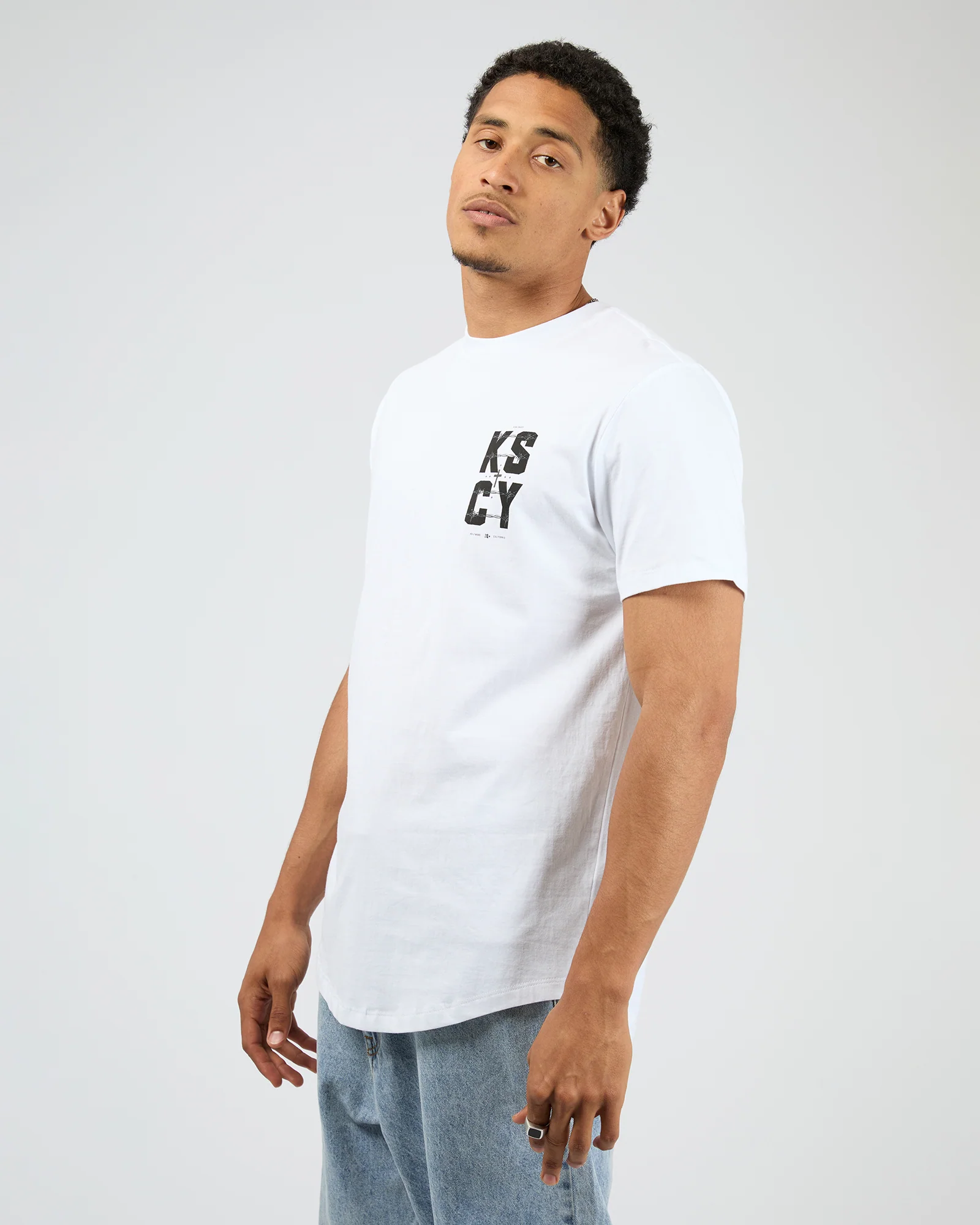 Fenced Dual Curved Tee White - Image 4