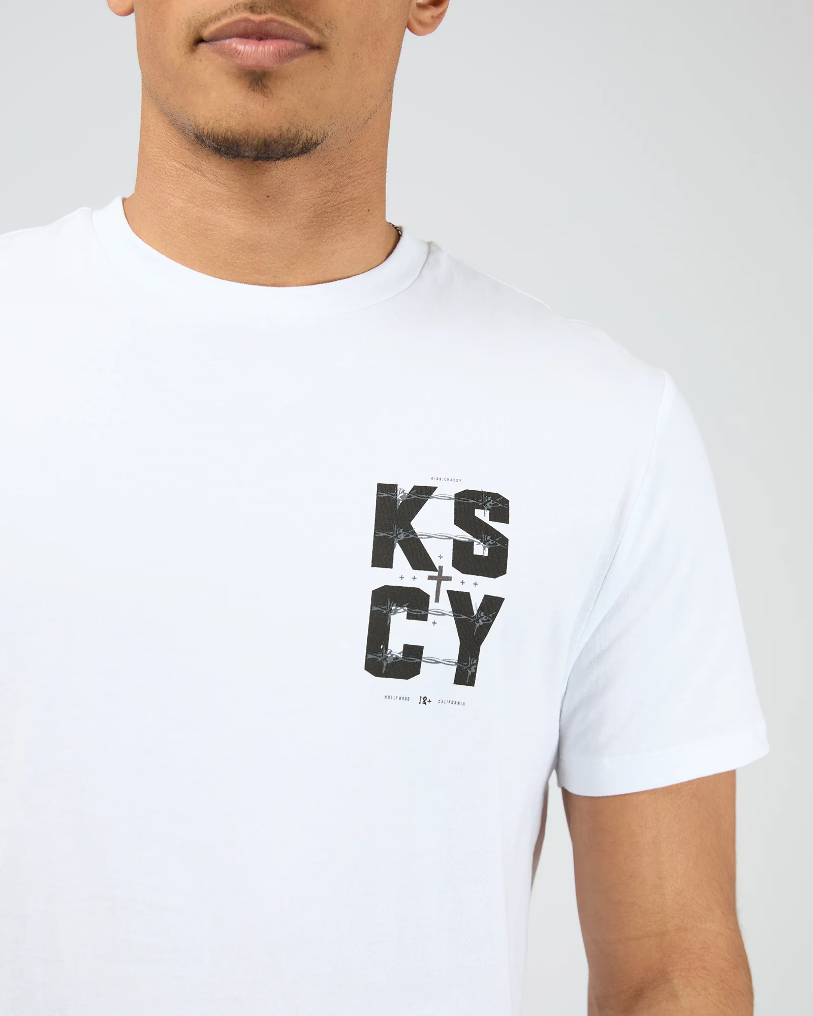 Fenced Dual Curved Tee White - Image 5