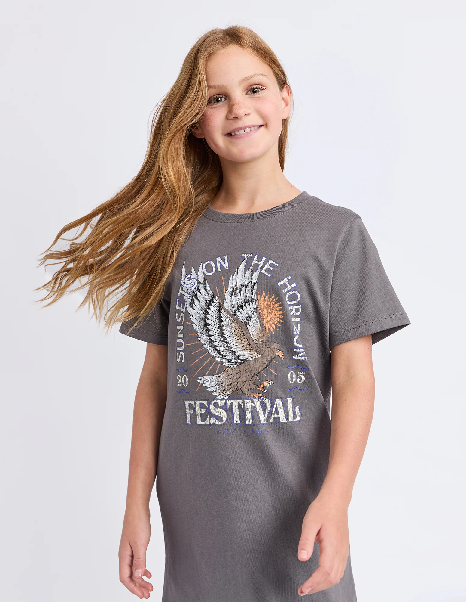 Teen Horizon Tee Dress Charcoal - Image 4