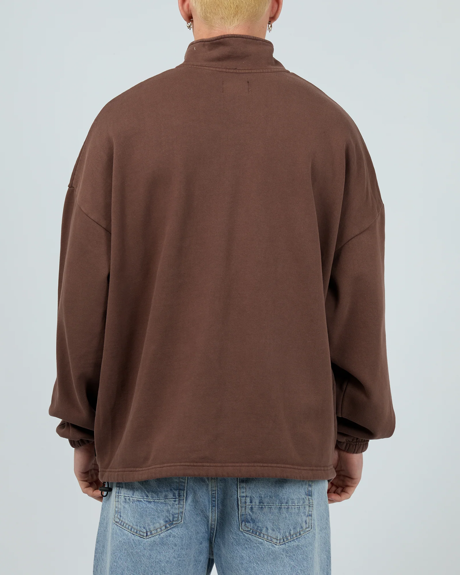 Oversized 1/4 Zip Jumper Chocolate - Image 3