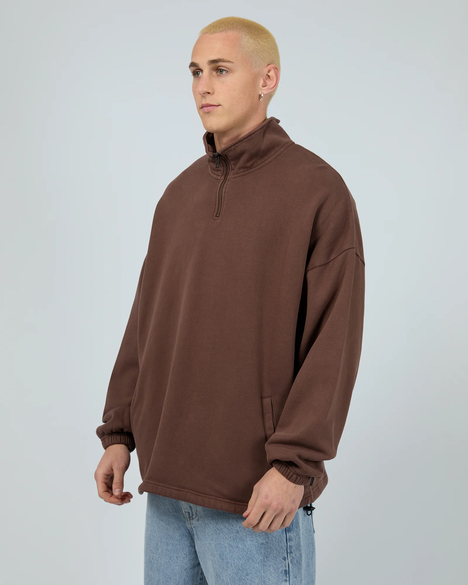 Oversized 1/4 Zip Jumper Chocolate - Image 4