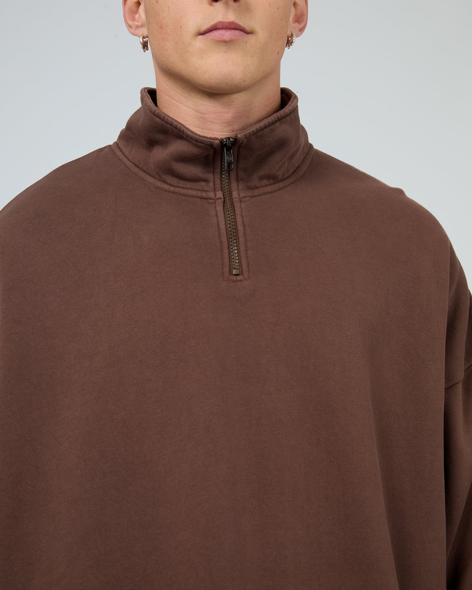 Oversized 1/4 Zip Jumper Chocolate - Image 5