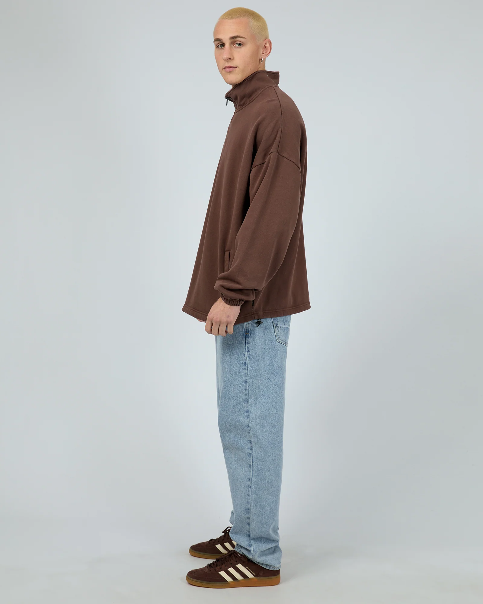 Oversized 1/4 Zip Jumper Chocolate - Image 6